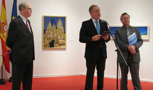 Rafael Gil, Jaime Pereira y Ramón Jiménez, durante la presentación de la exposición.