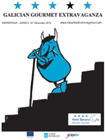 Cartel de la llegada de Galician Gourmet Extravaganza a Zurich.