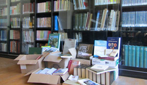 Algunos de los libros donados por la Fundación Curros Enríquez.