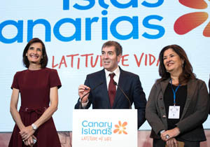 Fernando Clavijo, durante la inauguración del estand de Canarias en Fitur