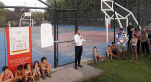 Un momento de la inauguración del playón deportivo.