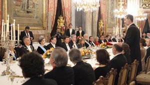Felipe VI, durante su intervención en la cena de gala.
