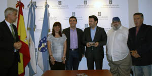 Miranda y Dobarro, durante el encuentro con el grupo que graba el CD del &#39;Buenos Aires celebra&#39;.