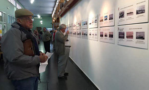 Los visitantes observan los paneles informativos.