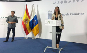 La viceconsejera Betancort, durante la presentación del trabajo discográfico.