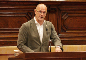 Raül Romeva, durante la presentación de la ley.