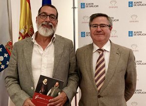 Fernando Bartolomé y Ramón Jiménez, durante el acto en la Casa de Galicia en Madrid.