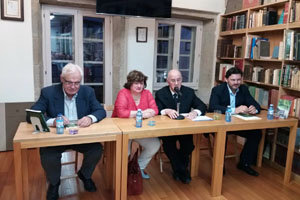 De izda. a dcha, Víctor Freixanes, María Hurtado de Mendoza, Manuel Losa y Antonio Rodríguez Miranda.