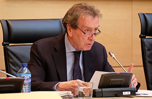 De Santiago-Juárez, durante la presentación de los presupuestos de su departamento en la Comisión de Economía y Hacienda.