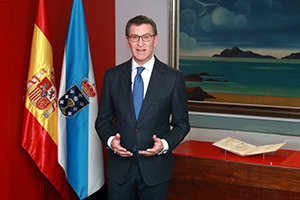 Feijóo ofreció su discurso desde la exposición del Pergamino Vindel.