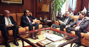 José Antonio Solana, Gustavo Machín, Santiago Villanueva y Rodríguez Miranda, durante la reunión.
