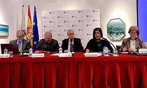 Gabriel Tirapu, Javier Prado, José Ramón Ónega, Rosalía Serrano Velasco y Maria Teresa Salinero, durante la jornada.