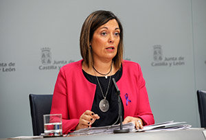 La portavoz del Gobierno, Milagros Marcos, en la rueda de prensa posterior al Consejo de Gobierno.