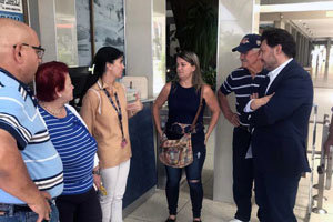 Miranda, a su llegada al Centro Hispano Venezolano del estado Aragua.