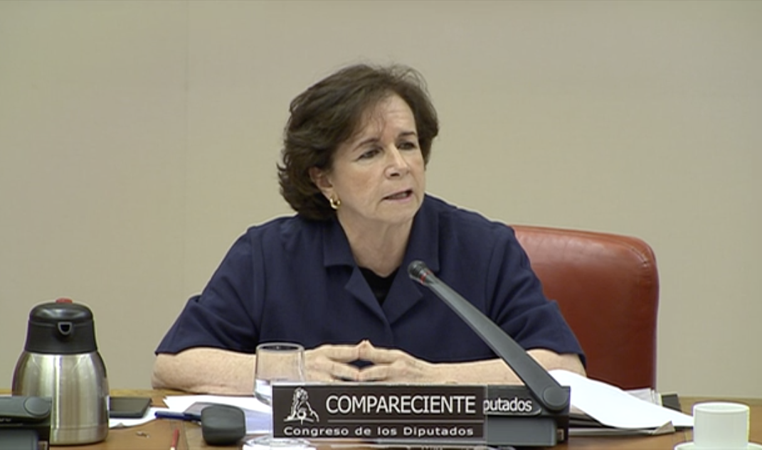 Beatriz Larrotcha, en un momento de su comparecencia parlamentaria.