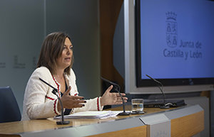 La portavoz del Gobierno, Milagros Marcos, en la rueda de prensa tras el Consejo de Gobierno.