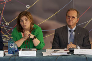 Pilar Cancela, durante su intervención en el Pleno del CGCEE.