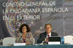 La presidenta de la Comisión de Educación, Ana Lourdes de Hériz, junto con Eduardo Dizy, durante su intervención en el Pleno.