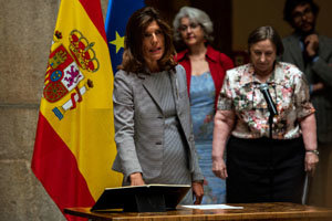 Ángeles Moreno, durante el acto de la toma de posesión de su cargo.