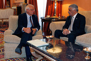 Josep Borrell y Miguel Vargas, durante su reunión.