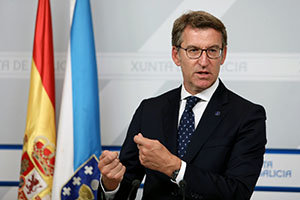 Núñez Feijóo, durante la celebración de la rueda de prensa posterior al Consello de la Xunta.