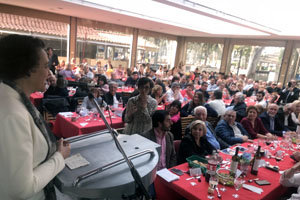 Magdalena Valerio, durante el discurso que pronunció en el Centro Galicia de Buenos Aires.