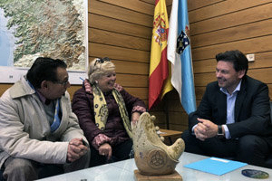 Antonio Rodríguez Miranda, con José Lago y Concepción Saune.