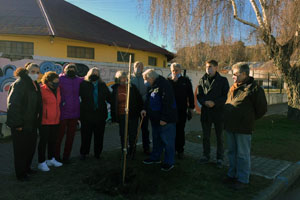 Arg-Casa de Galicia de Esquel plantando un arbol en el Dia de Galicia